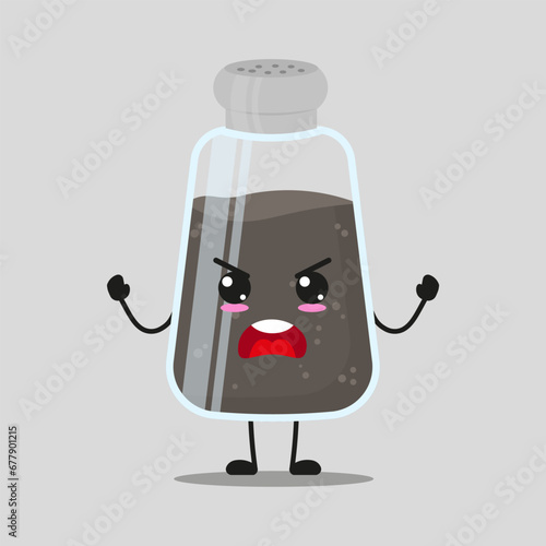 Cute angry pepper character. Funny mad ingredient cartoon emoticon in flat style. closet vector illustration