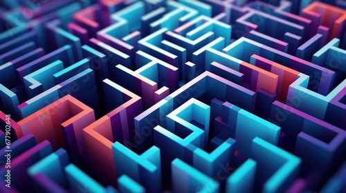 A colorful maze with many different shapes, AI