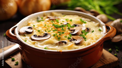 Chicken And Rice Casserole With Cream, Background For Banner, HD