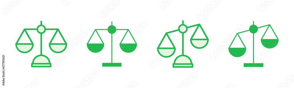 Scales icon set. Weight scale icon. Law scale icon. Justice Scales icon set. Weight scale icon. Law scale icon. Justice