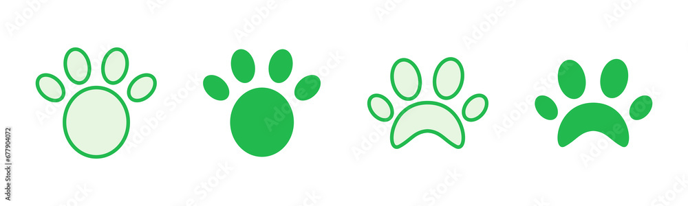 Paw icon set. paw print icon vector. dog or cat paw - obrazy, fototapety, plakaty 