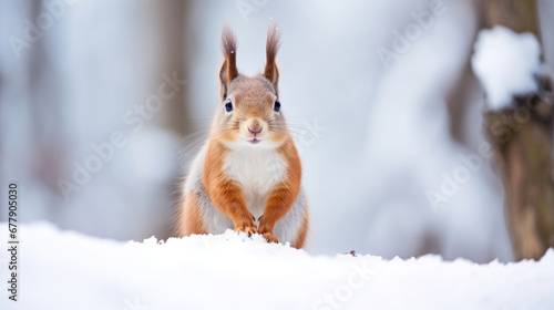 A Playful Squirrel Is In The Snowy Forest , Background For Banner, HD © ACE STEEL D