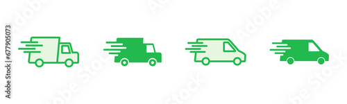 Fast shipping delivery truck icon set. Delivery truck icon. fast delivery icon