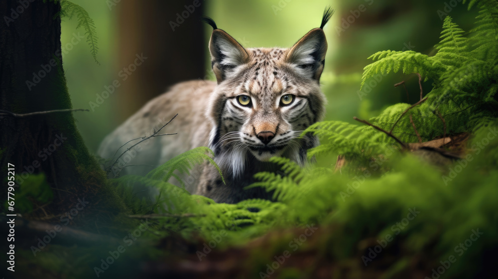 A Rare Lynx Is Prowling Through The Dense Undergrowth , Background For Banner, HD A Rare Lynx Is Prowling Through The Dense Undergrowth , Background For Banner, HD