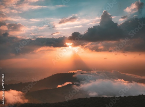 Beautiful sky at sunset  aerial view