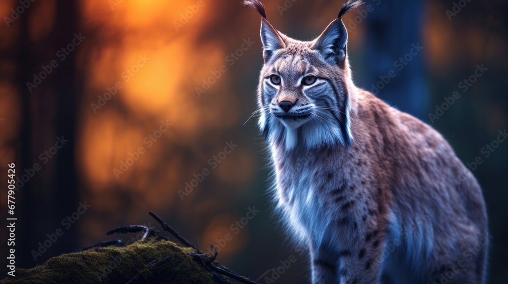 A Regal Lynx Is In The Twilight Forest, Background For Banner, HD A Regal Lynx Is In The Twilight Forest, Background For Banner, HD
