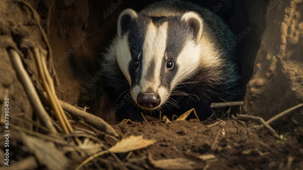 A Secretive Badger Is In The Forest Burrow, Background For Banner, HD A Secretive Badger Is In The Forest Burrow, Background For Banner, HD