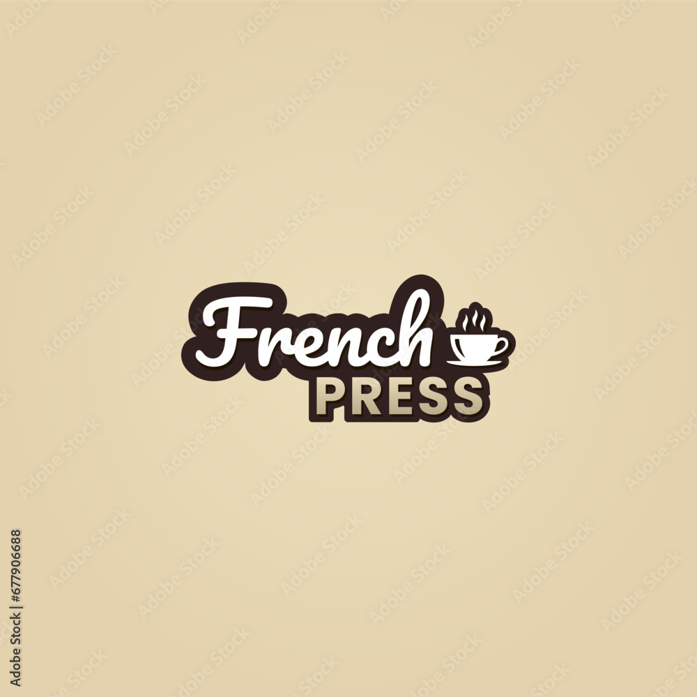 French press coffee logo or French press coffee label vector isolated in flat style. Best French press coffee logo vector for product packaging design element. French press coffee label vector.