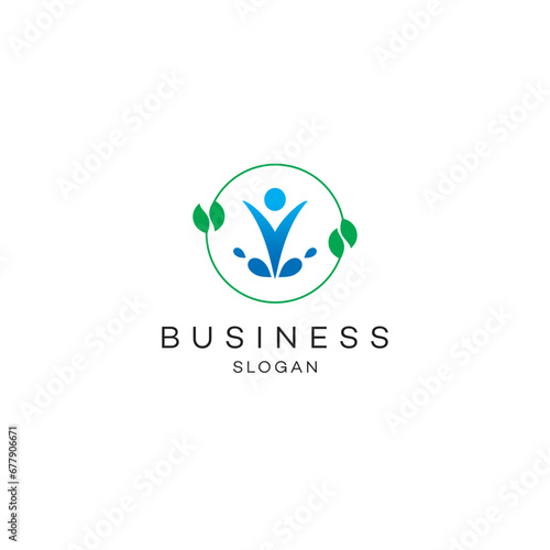 People leaf round nature premium business solution abstract Logo Icon design vector modern minimal style illustration emblem sign symbol logotype 