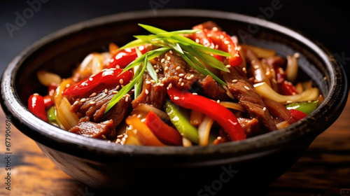 Beef And Bean Sprout Stir Fry Natural, Background For Banner, HD
