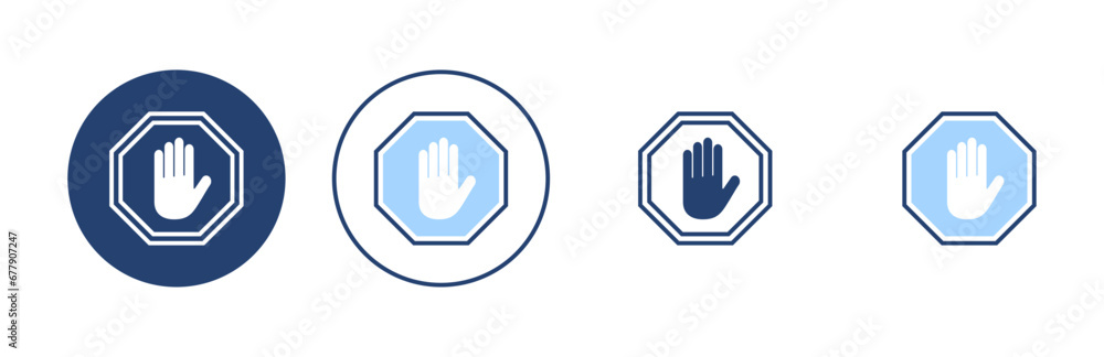 Stop icon vector. stop road sign. hand stop sign and symbol. Do not enter stop red sign with hand Stop icon vector. stop road sign. hand stop sign and symbol. Do not enter stop red sign with hand
