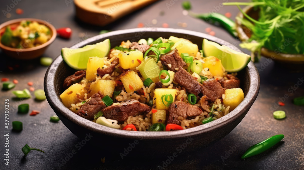 Beef And Pineapple Fried Rice Natural Color, Background For Banner, HD Beef And Pineapple Fried Rice Natural Color, Background For Banner, HD