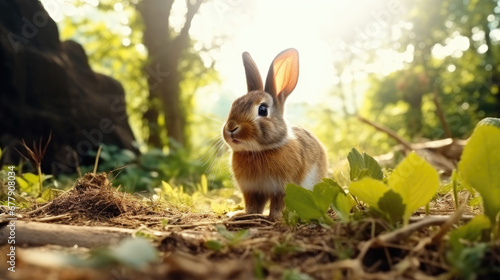 A Charming Rabbit Is In The Forest, Background For Banner, HD
