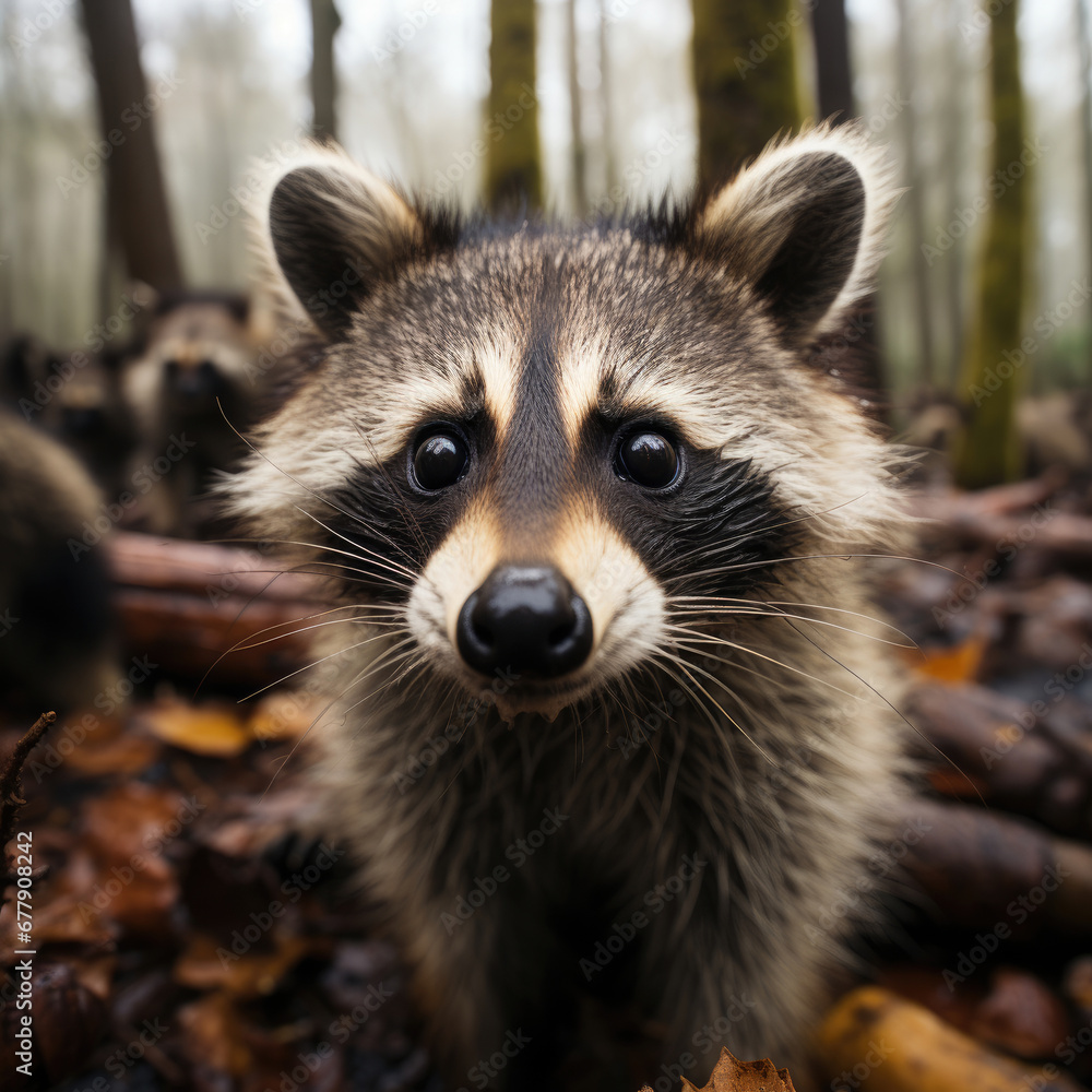 A Curious Raccoon Is Investigating A Fallen Tree, Background For Banner, HD