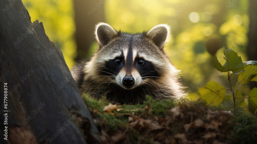 A Mischievous Raccoon Is In The Forest Photographed, Background For Banner, HD A Mischievous Raccoon Is In The Forest Photographed, Background For Banner, HD