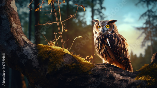 A Majestic Owl Is In The Forest Photographed, Background For Banner, HD