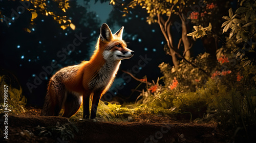 A Playful Fox Is In The Twilight Forest, Background For Banner, HD