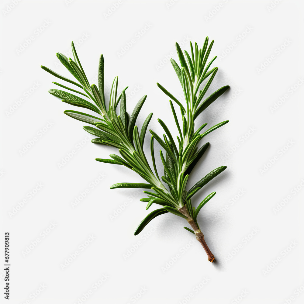 Fresh rosemary showcased with quality lighting on a white background.generative ai Fresh rosemary showcased with quality lighting on a white background.generative ai