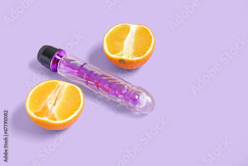 Halves of orange and vibrat...