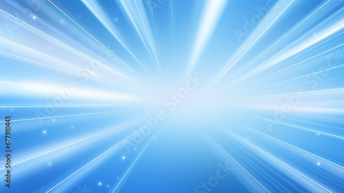 blue abstract background divergent rays of light zoom blurred in motion flat graphics copy space