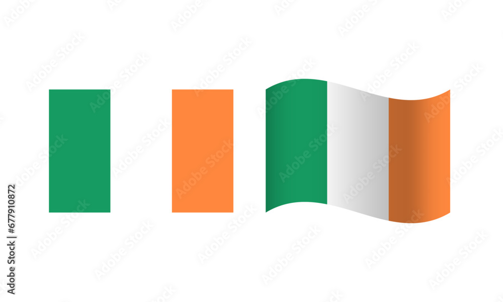 Fototapeta premium Rectangle and Wave Ireland Flag Illustration
