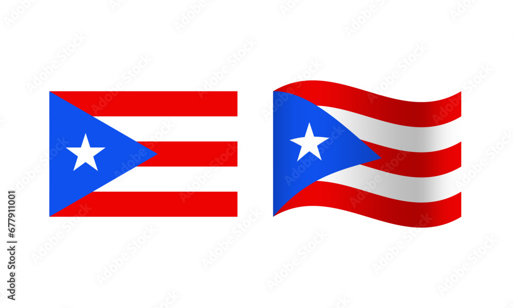 Rectangle and Wave Puerto Rico Flag Illustration