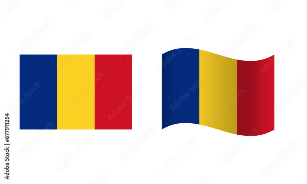 Obraz premium Rectangle and Wave Romania Flag Illustration