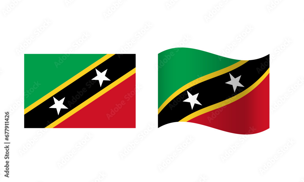 Fototapeta premium Rectangle and Wave Saint kitt & Nevis Flag Illustration