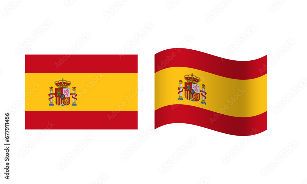 Obraz premium Rectangle and Wave Spain Flag Illustration