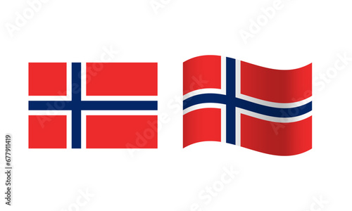 Rectangle and Wave Norway Flag Illustration