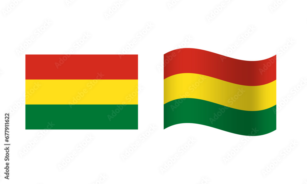 Rectangle and Wave Bolivia Flag Illustration Rectangle and Wave Bolivia Flag Illustration