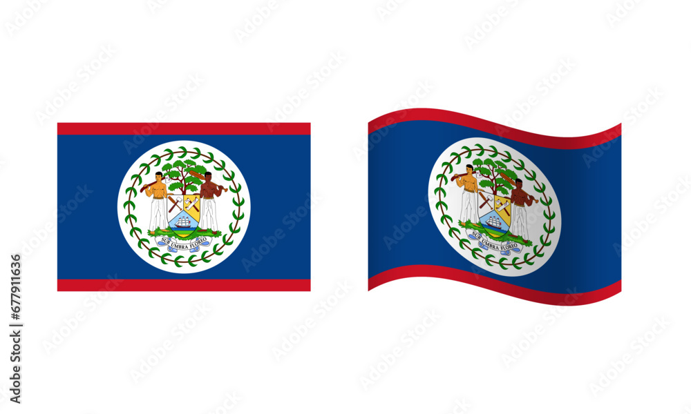 Rectangle and Wave Belize Flag Illustration Rectangle and Wave Belize Flag Illustration