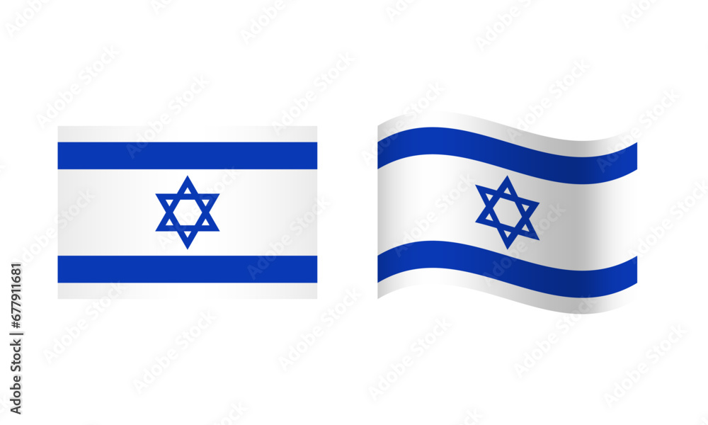 Rectangle and Wave Israel Flag Illustration Rectangle and Wave Israel Flag Illustration