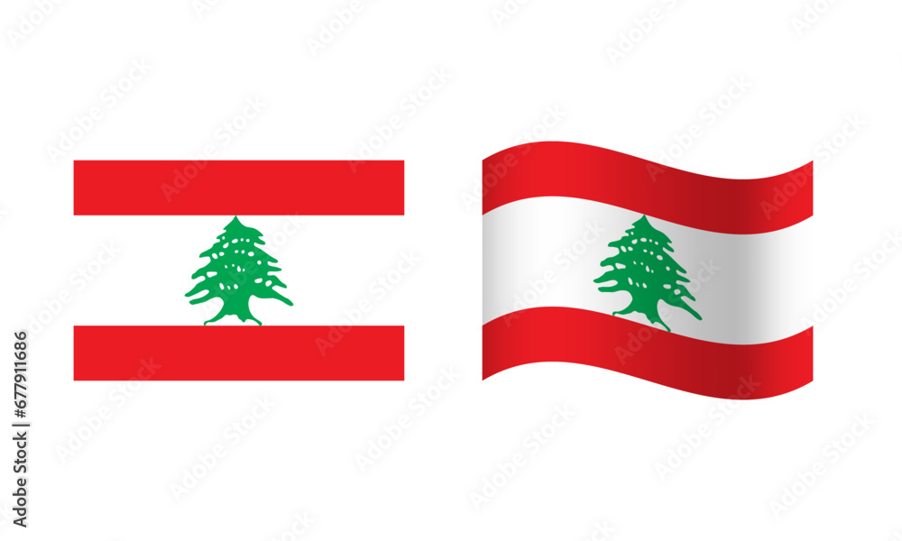 Rectangle and Wave Lebanon Flag Illustration Rectangle and Wave Lebanon Flag Illustration