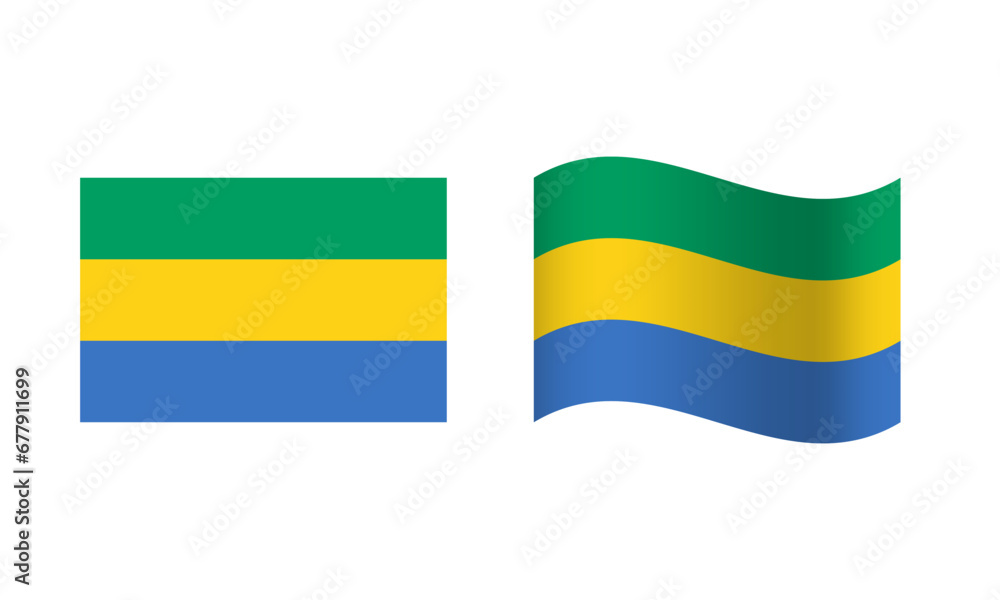 Rectangle and Wave Gabon Flag Illustration Rectangle and Wave Gabon Flag Illustration