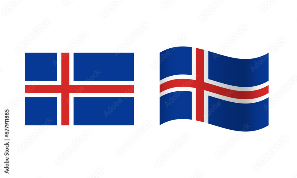 Rectangle and Wave Iceland Flag Illustration