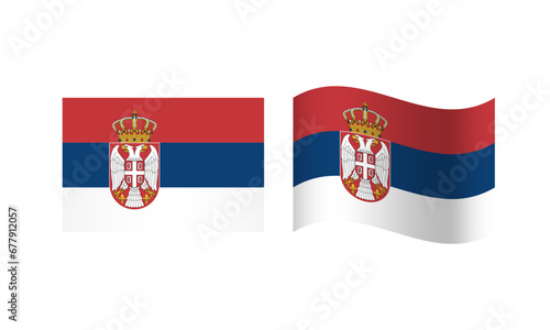 Rectangle and Wave Serbia Flag Illustration