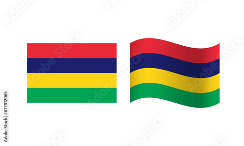 Rectangle and Wave Mauritius Flag Illustration