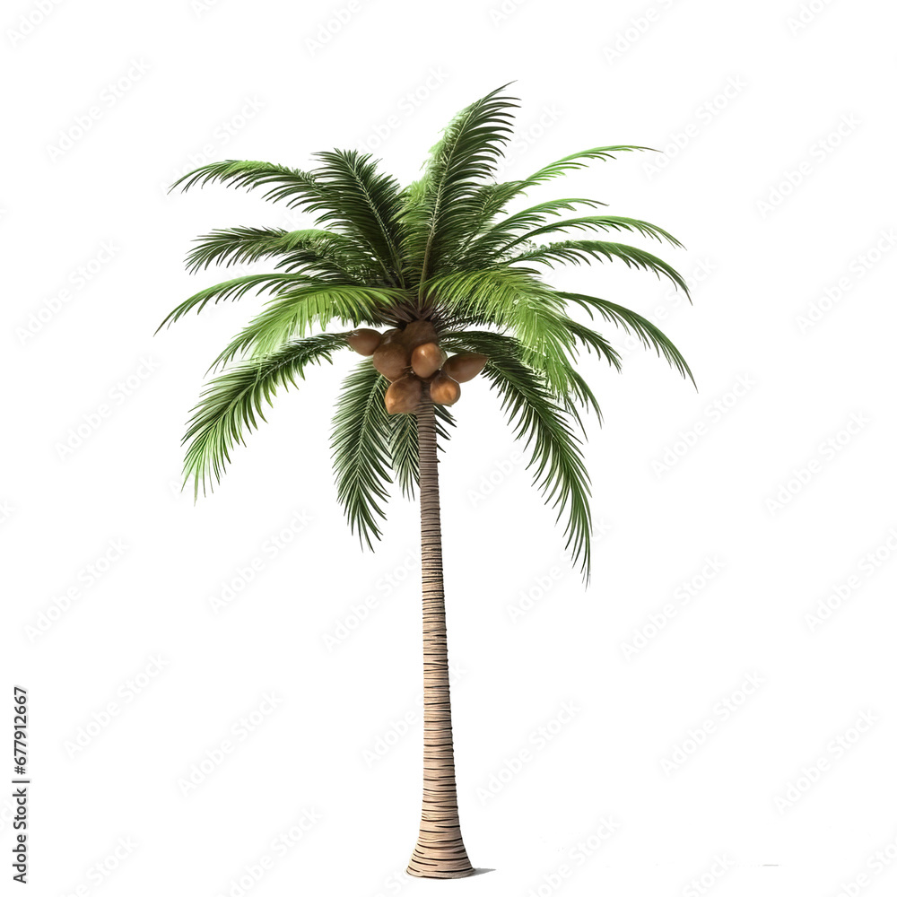 Obraz premium 3d illustration single palm tree, transparent background