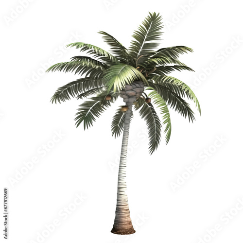 3d illustration single palm tree  transparent background