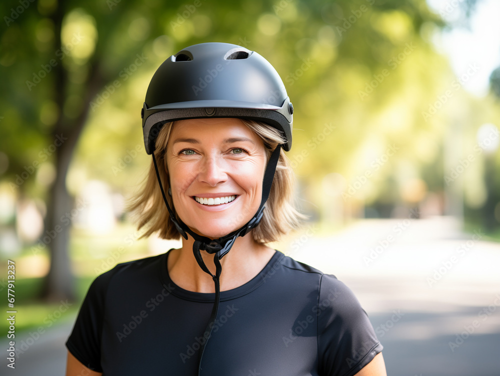 Portrait of women with helmet Portrait of women with helmet