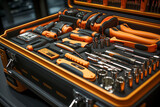 A close-up of a well-organized tool chest in a car service garage, showcasing the precision tools used by mechanics for efficient and accurate repairs.