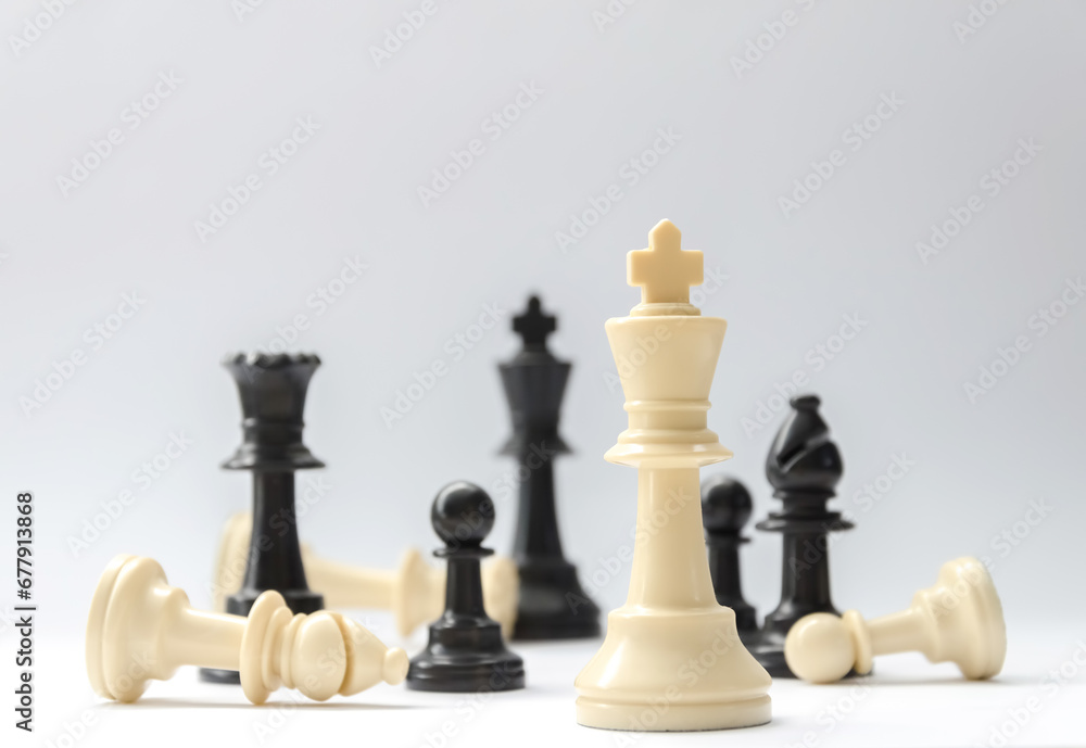 Chess pieces on white background. Chess pieces on white background.