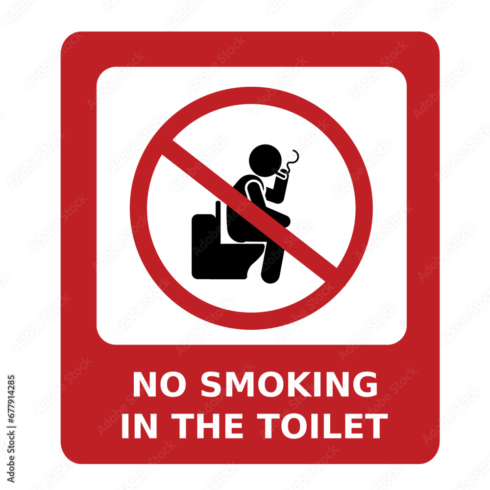 No smoking in the toilet sign, vector illustration, no smoking in the ...