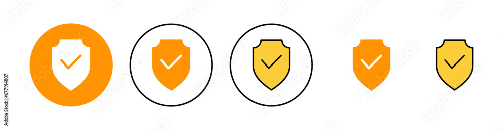 Shield check mark icon set for web and mobile app. Protection approve sign. Insurance icon Shield check mark icon set for web and mobile app. Protection approve sign. Insurance icon