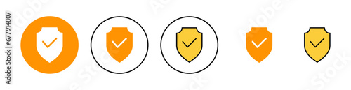 Shield check mark icon set for web and mobile app. Protection approve sign. Insurance icon
