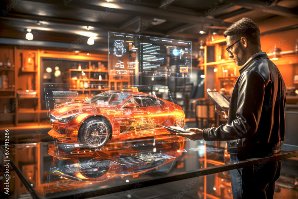Car service technology,Customer Satisfaction Guarantee on virtual screens concept.