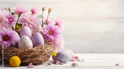 easter eggs in a basket photo