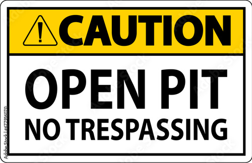 Caution Sign Open Pit - No Trespassing