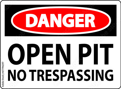 Danger Sign Open Pit - No Trespassing